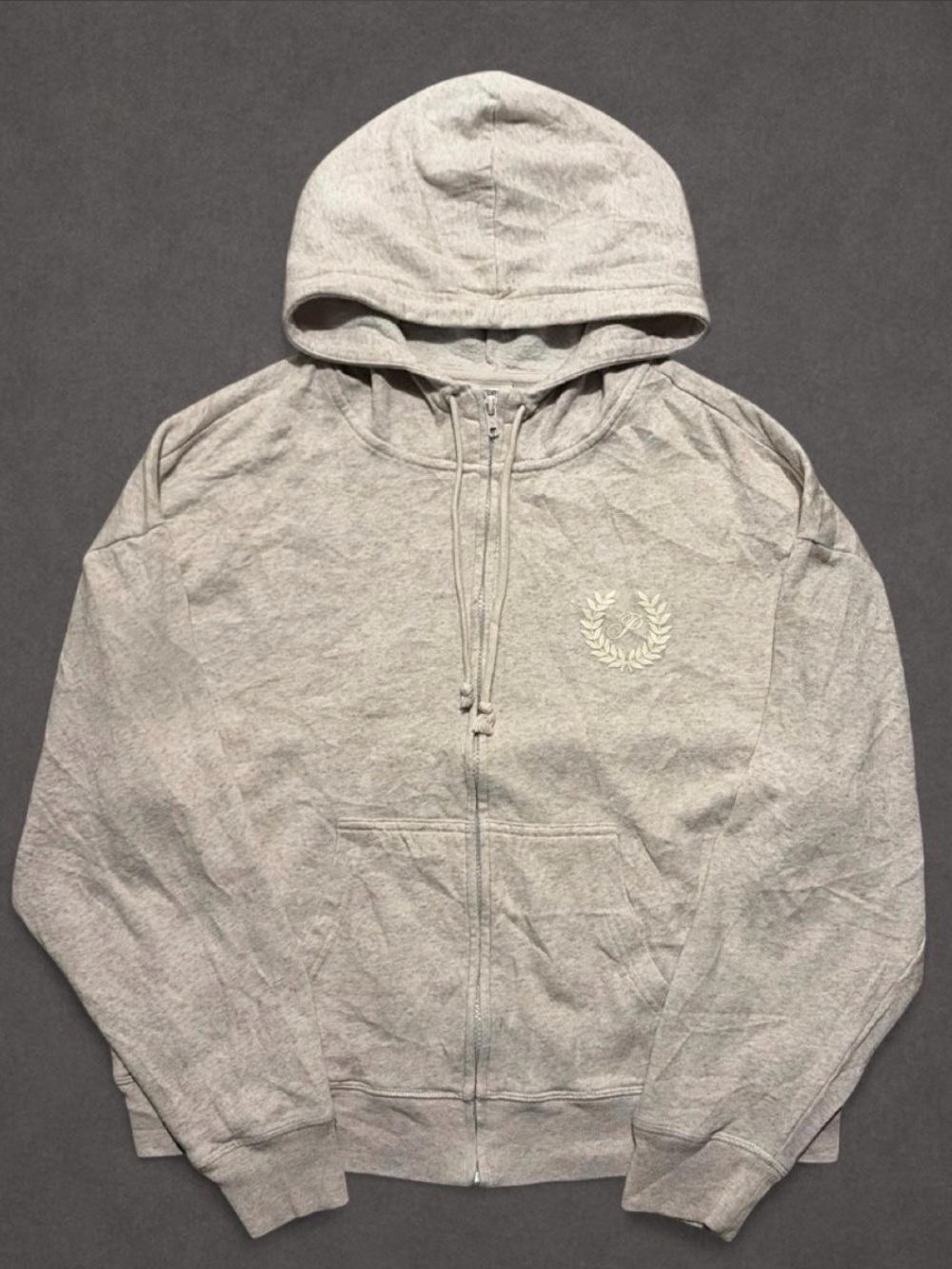 Victoria’s Secret PINK Grey Zip Up Laurel Wreath Hoodie Medium
